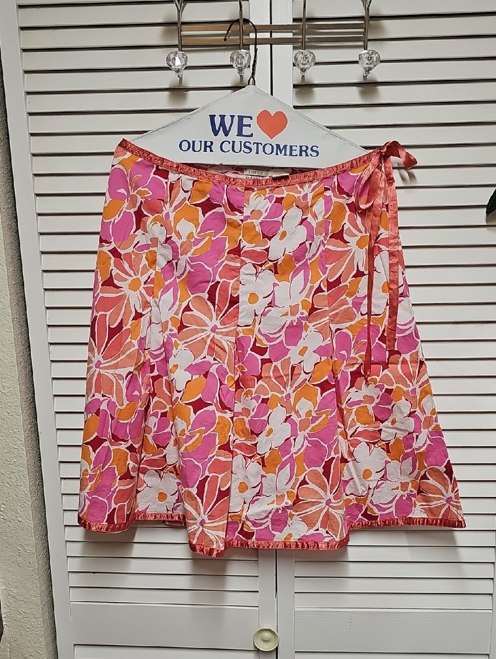 EUC St. John's Bay Pink & Orange Floral Skirt Sz 10